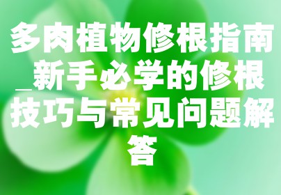 多肉植物修根指南_新手必学的修根技巧与常见问题解答